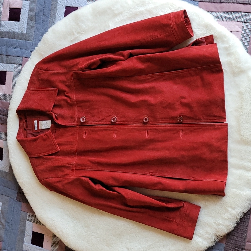 Vintage 90's Cherokee Red Leather Button Down Jacket Small